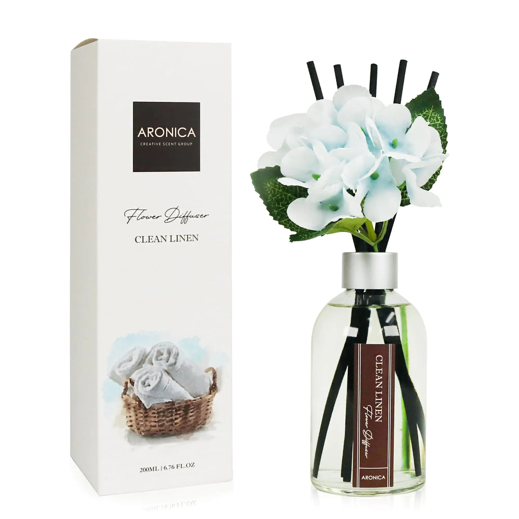 Aronica Clean Linen Reed Diffuser for Bathroom Decor