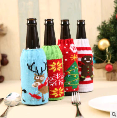 Christmas Wine Bottle Covers for Holiday Decor