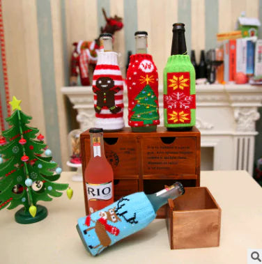 Christmas Wine Bottle Covers for Holiday Decor