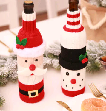 Christmas Wine Bottle Covers for Holiday Decor