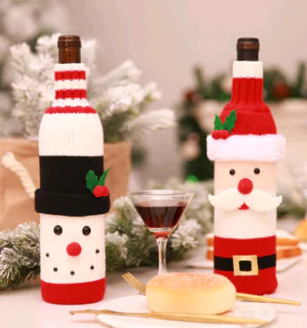 Christmas Wine Bottle Covers for Holiday Decor