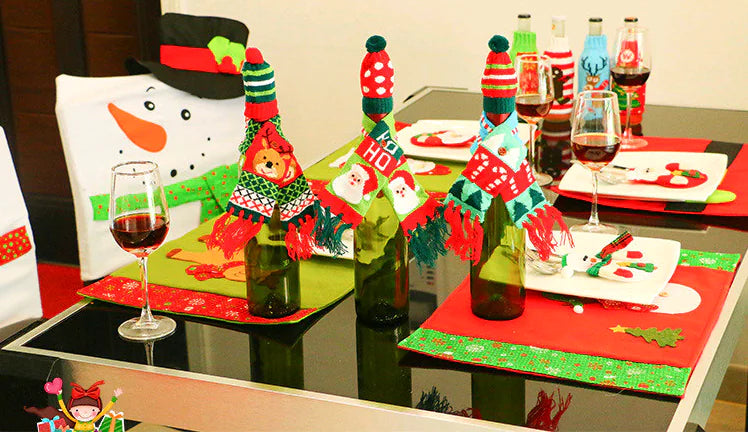 Christmas Wine Bottle Covers for Holiday Decor