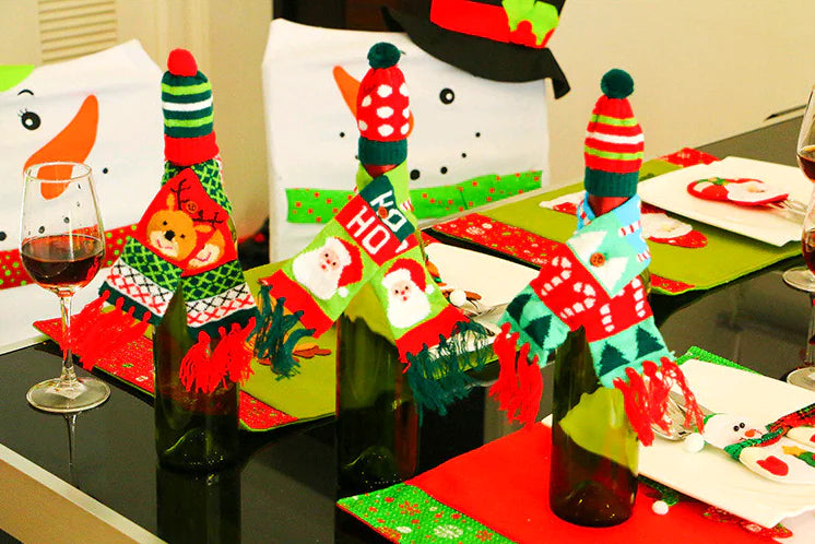 Christmas Wine Bottle Covers for Holiday Decor